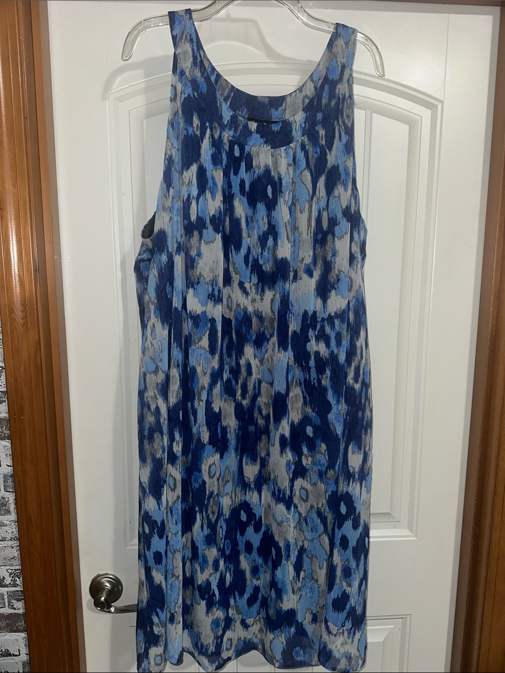 Maggie Barnes Blue and Gray Sleeveless Maxi Dress